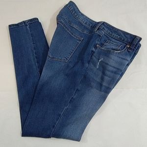 Sonoma Women's Straight Leg Skinny Distressed Stretch Denim Blue Jeans Size 10R